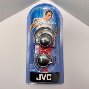 JVC Bandless Stereo Headphones HA-E130-B Black Silver Wired Ear Hook New